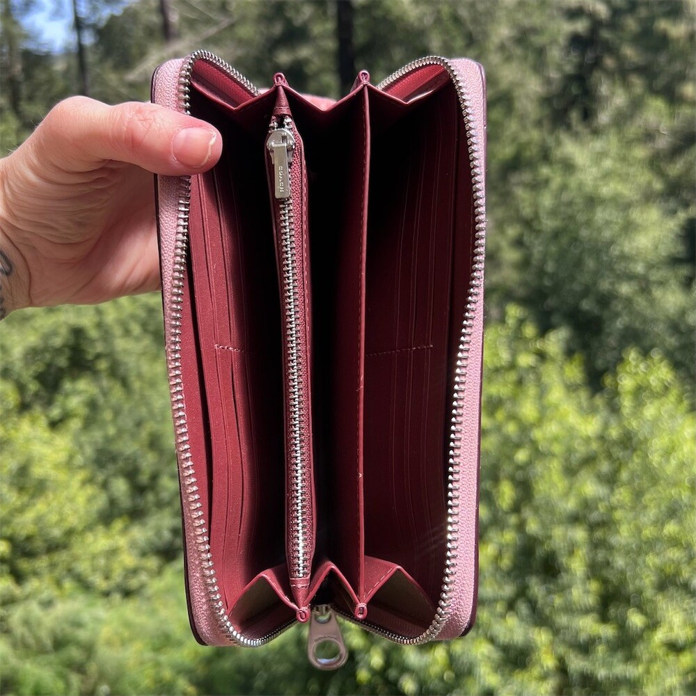 COACH Long Zip-Around Wallet PINK Pebble Leather with Silver Hardware AUTHENTIC - Picture 4 of 11